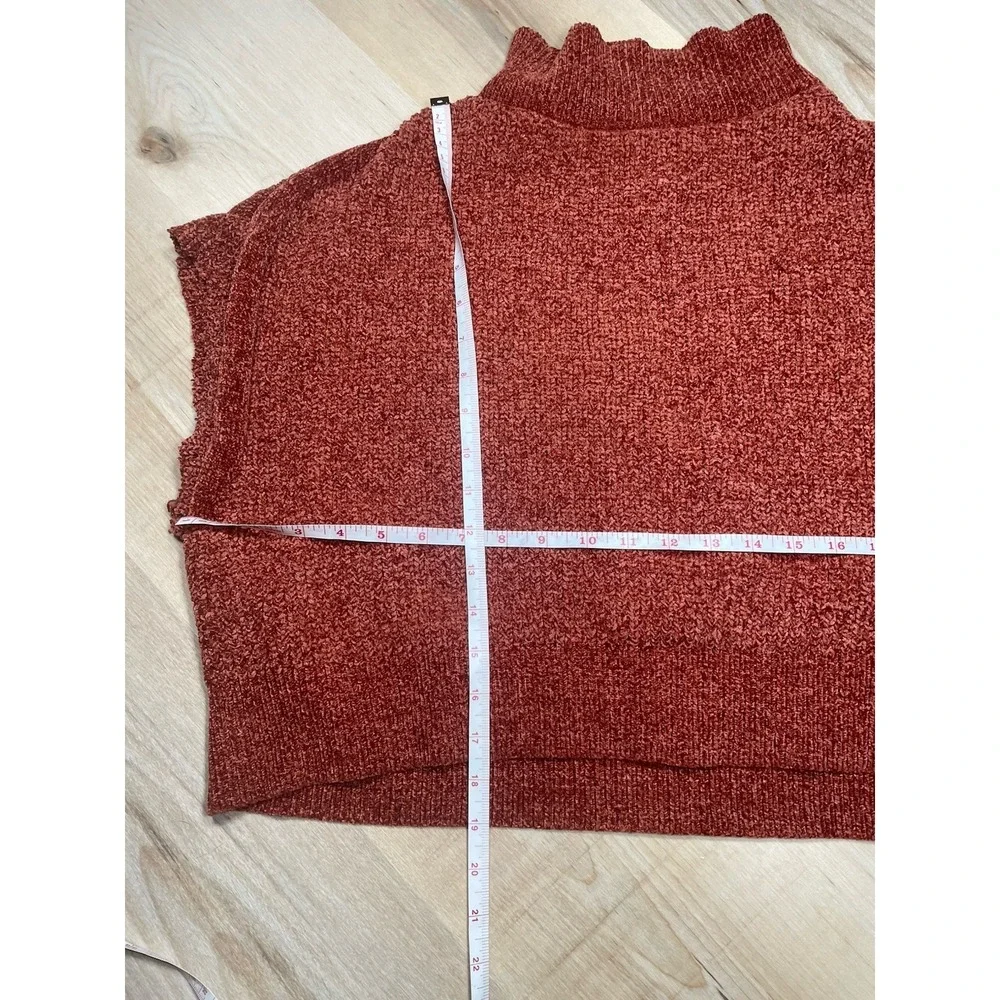 Jon & Anna‎ Chenille Sweater Orange Cozy Soft Mock Neck Boxy Size Small